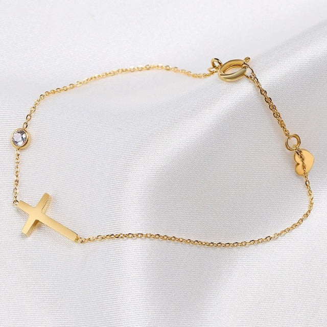 Althea – Armband mit Kreuz für Damen in Gold und Silber