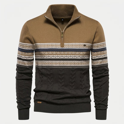 Bryant - Modischer Herrenpullover mit Streifen und Reißverschluss