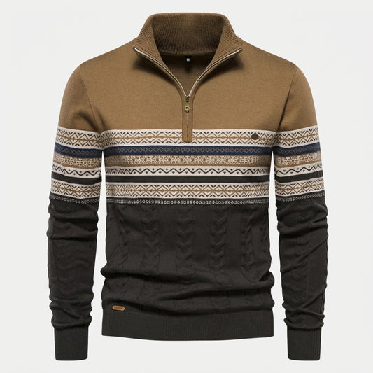 Bryant - Modischer Herrenpullover mit Streifen und Reißverschluss