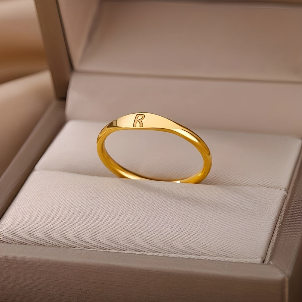 Minimalistischer Namensring | Minimalistischer Ring mit gravierter Initiale
