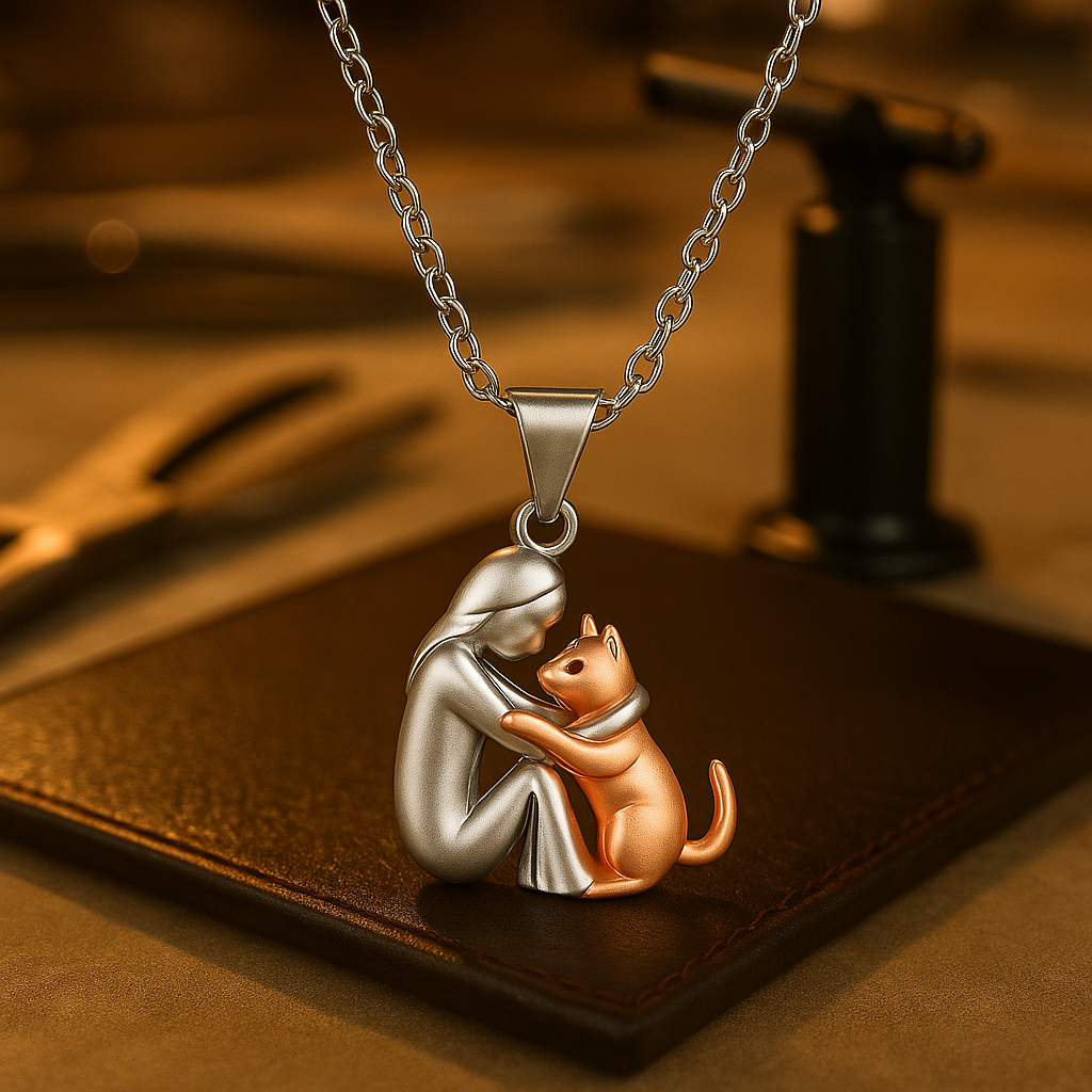 Mignon – Halsband mit eingewobenem Katzenanhänger