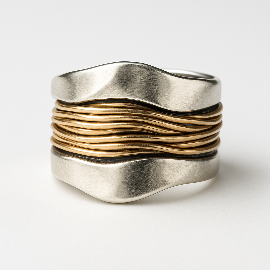 Thalia – Anillo aus Silber mit vergoldeten Fäden