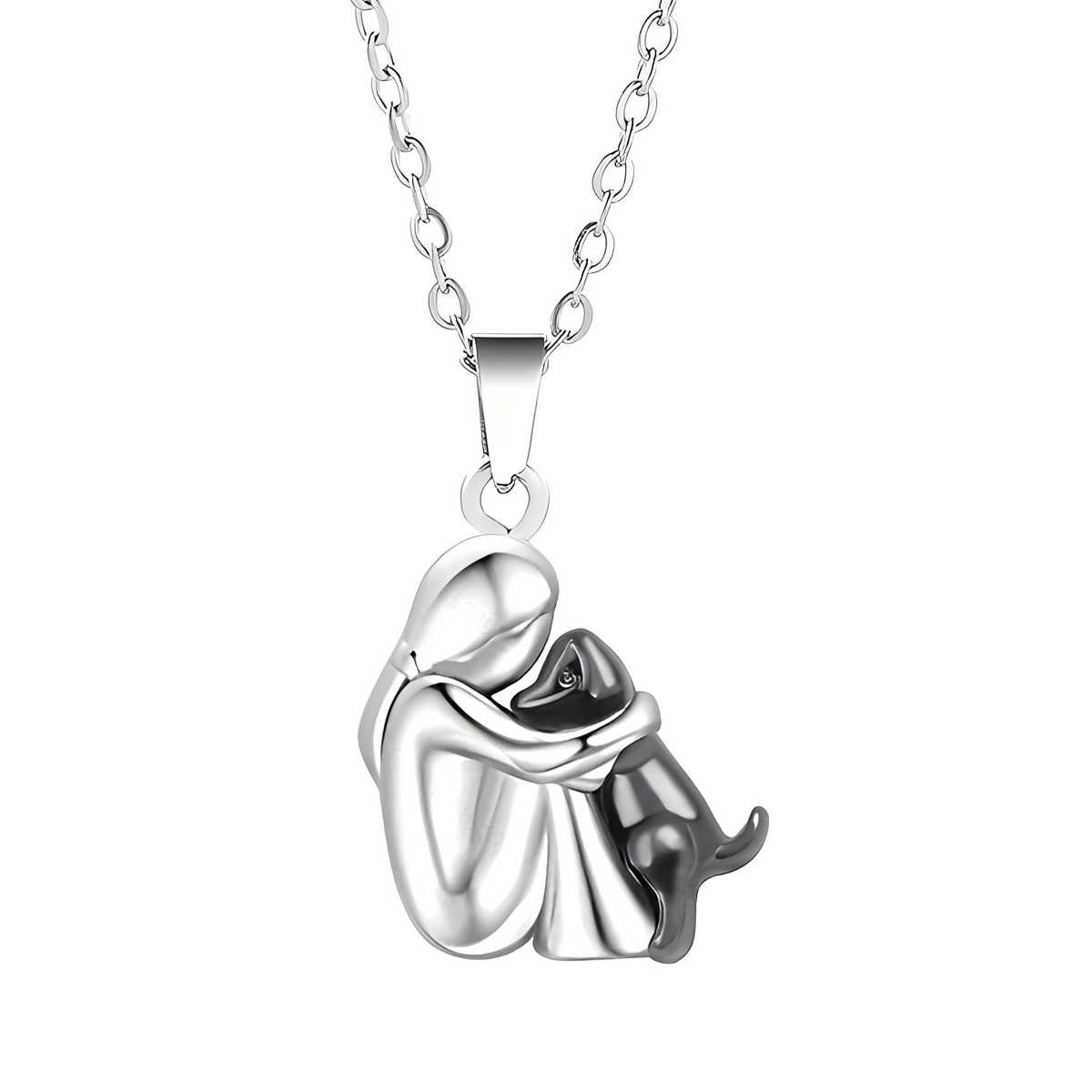 Neko – Halsband mit Anhänger von Umarmung zwischen Hund und Besitzer