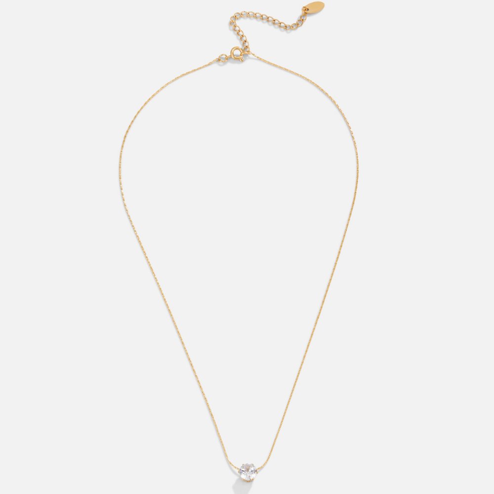 Amaris – Eleganter goldener Halsreif mit rundem Kristall