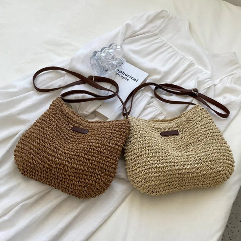 Camille – Chic geflochtener Beutel in neutralen Tönen