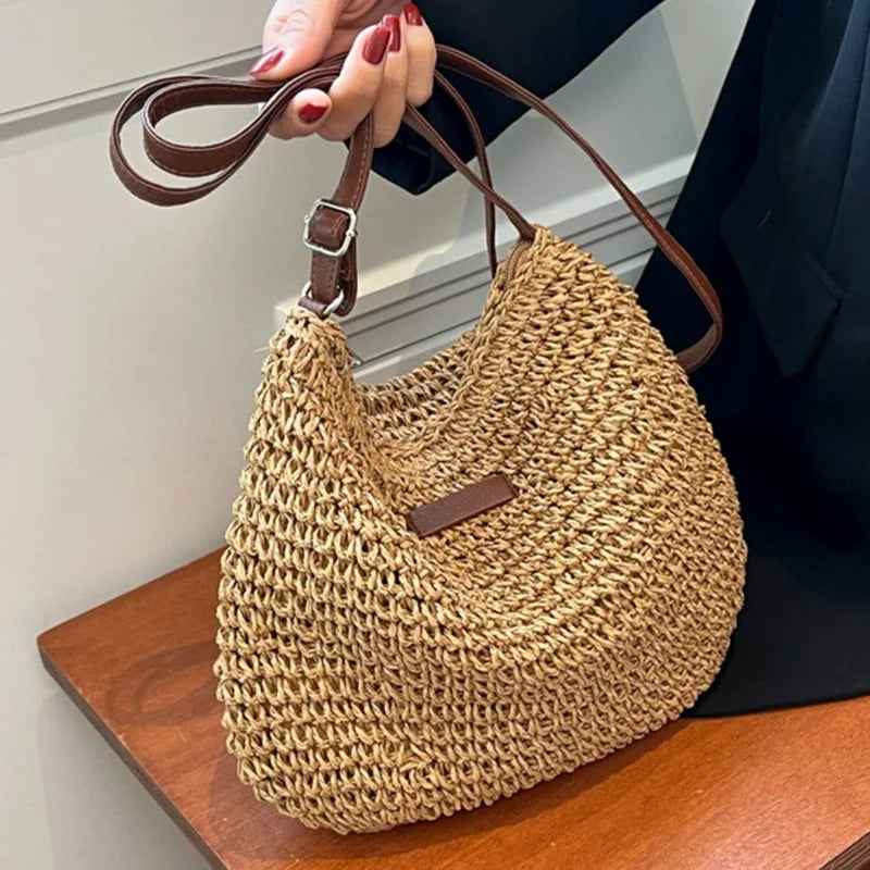 Camille – Chic geflochtener Beutel in neutralen Tönen