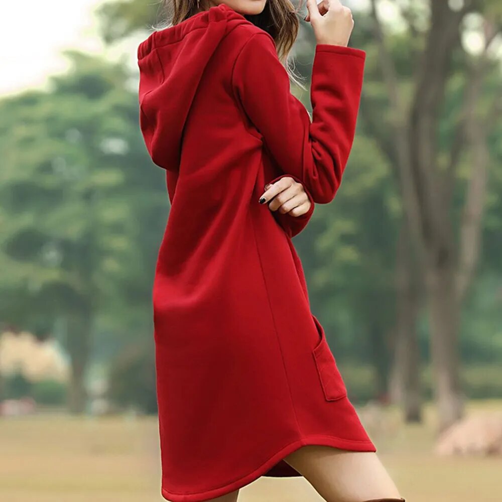 Juris – Langes Sweatkleid mit Kapuze