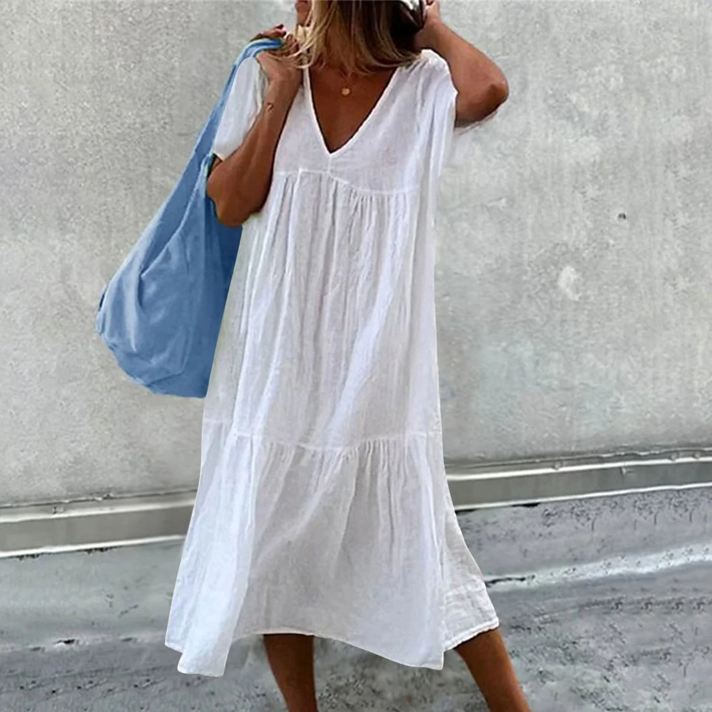 Deanna - Bequemes Kleid mit V-Ausschnitt, Vielseitig und Angenehm