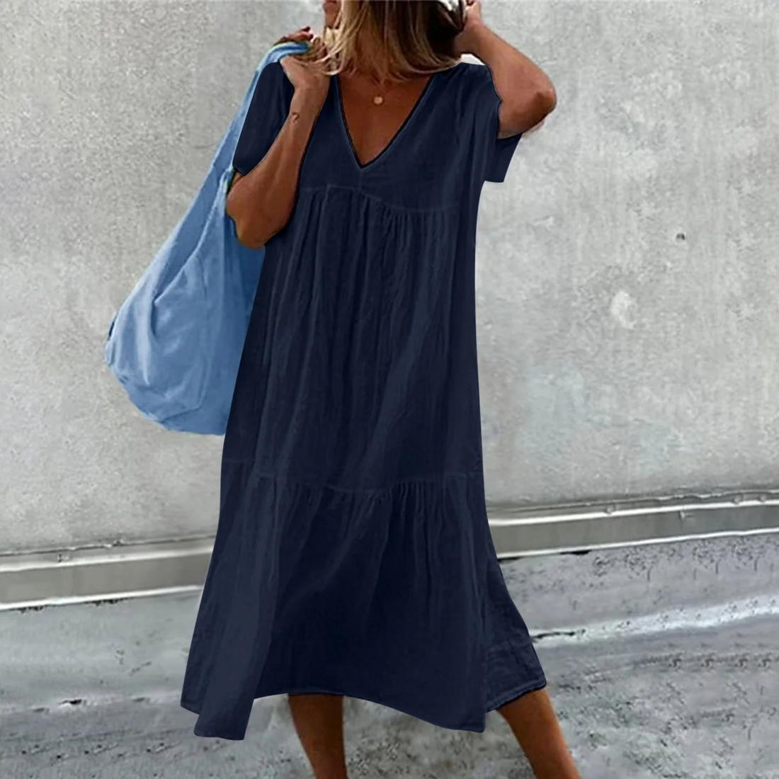 Deanna - Bequemes Kleid mit V-Ausschnitt, Vielseitig und Angenehm