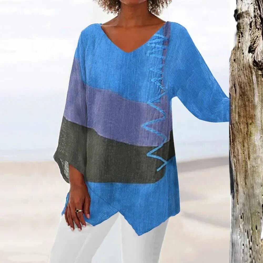 Eli - Dreifarbige Bluse mit Bauchabdeckung