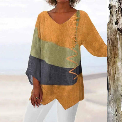 Eli - Dreifarbige Bluse mit Bauchabdeckung