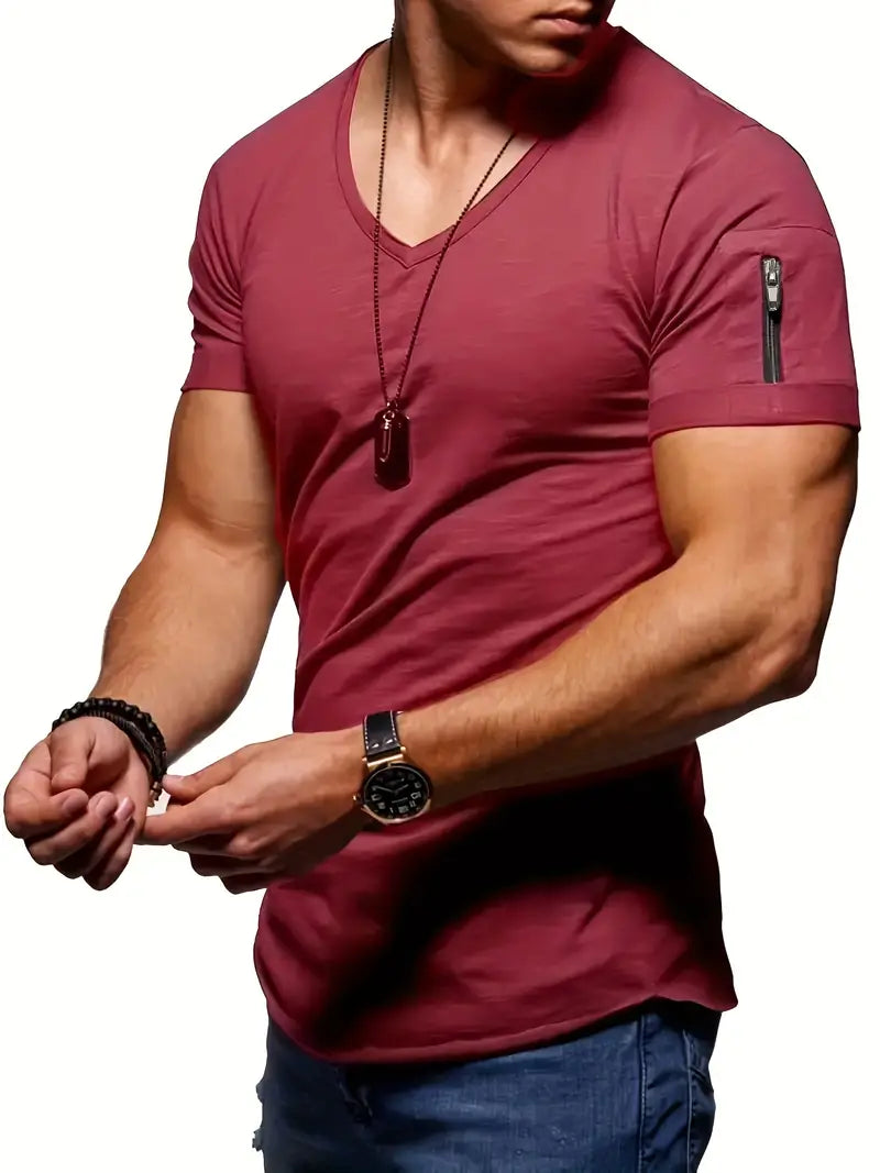 James - Herren V-Ausschnitt T-Shirt, komfortabler Stil