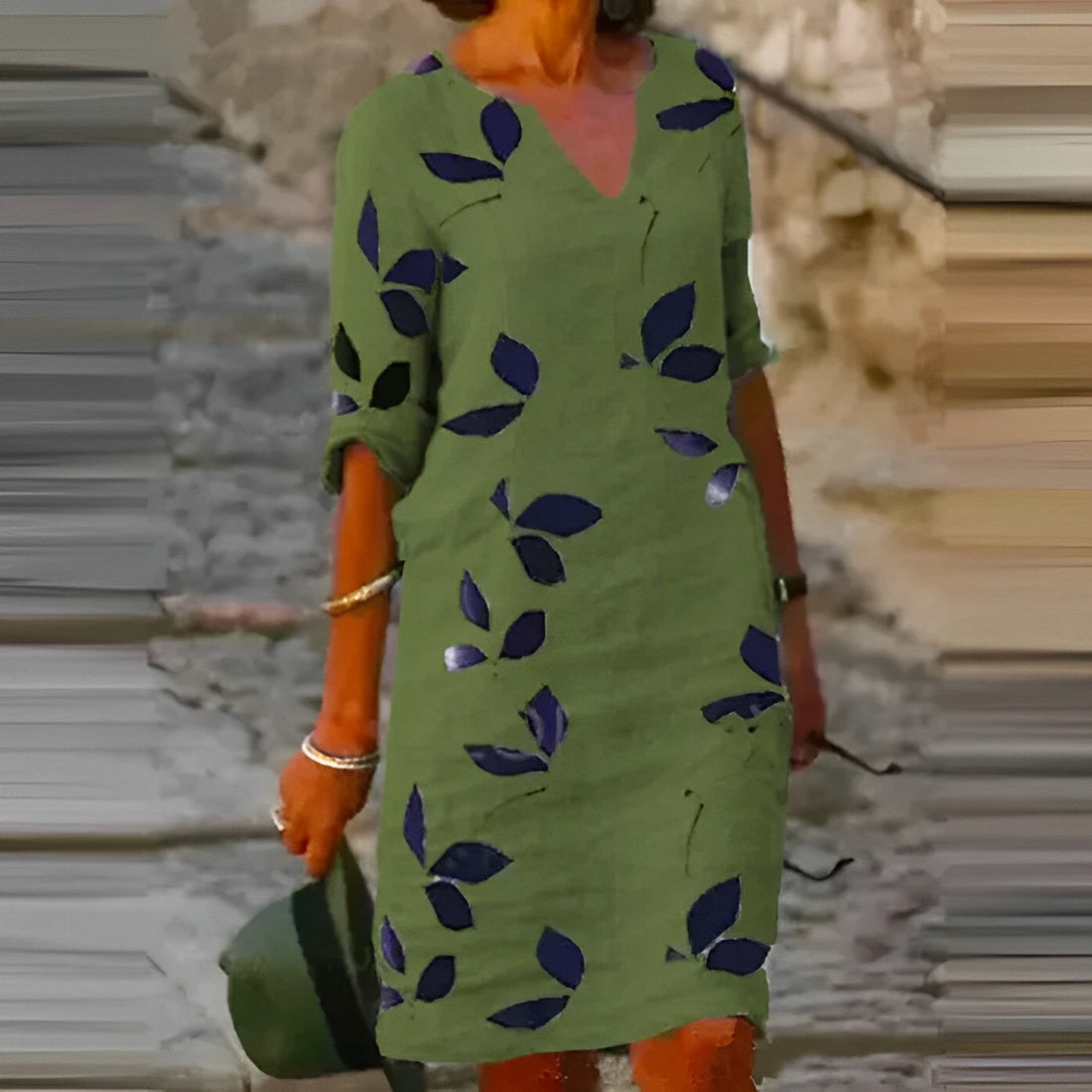 Amanda - Sommerkleid mit einfarbigem Druck