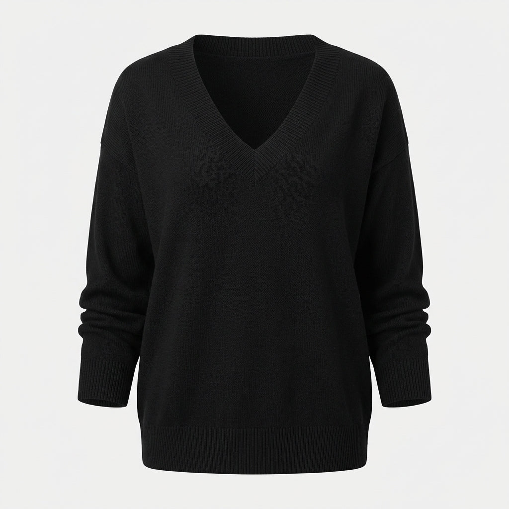 Herbst - Stilvoller und bequemer Pullover mit V-Ausschnitt