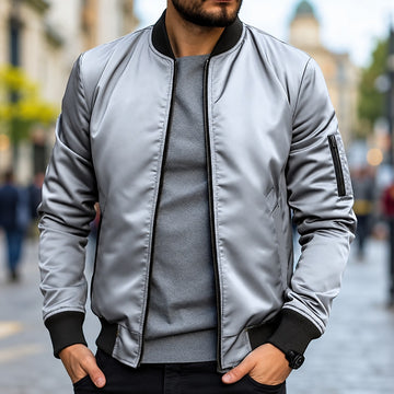 Bomberjacke für Herren - Klassischer Schnitt mit Rippbündchen und Reißverschluss