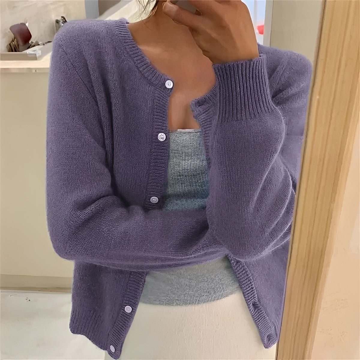 Damen Cardigan mit Knopfverschluss, Rippbündchen, regulärer Schnitt