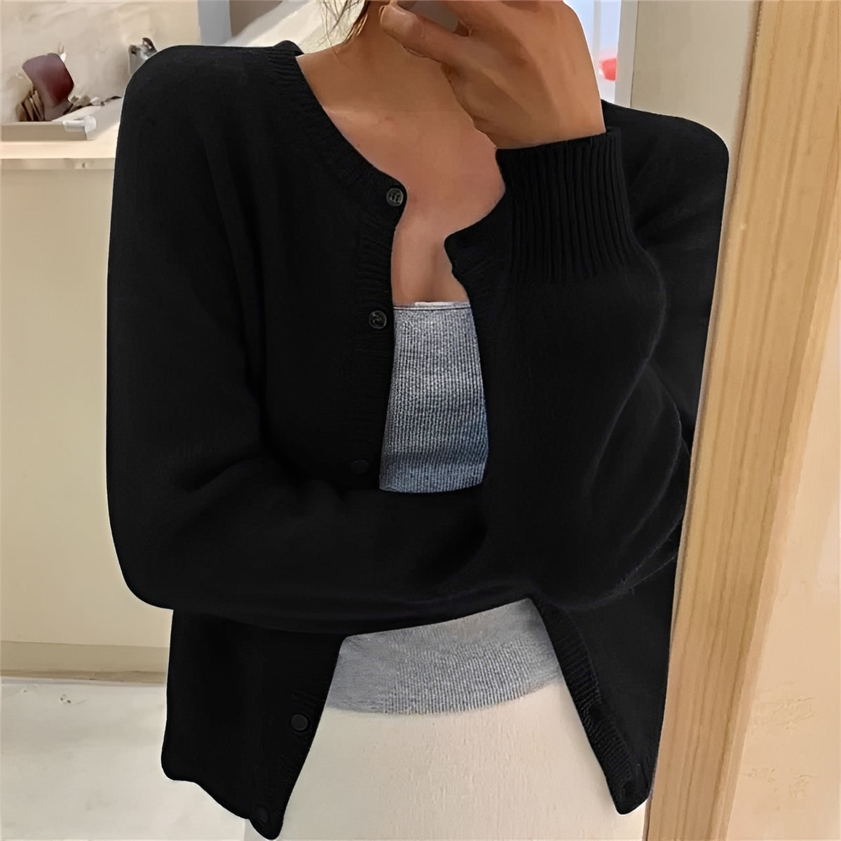 Damen Cardigan mit Knopfverschluss, Rippbündchen, regulärer Schnitt