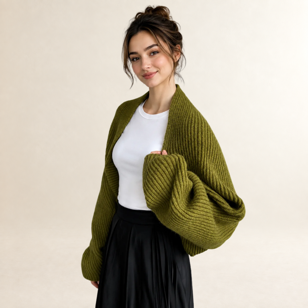Damen Cardigan Offenfront Rippenmuster Langarm lockerer Schnitt