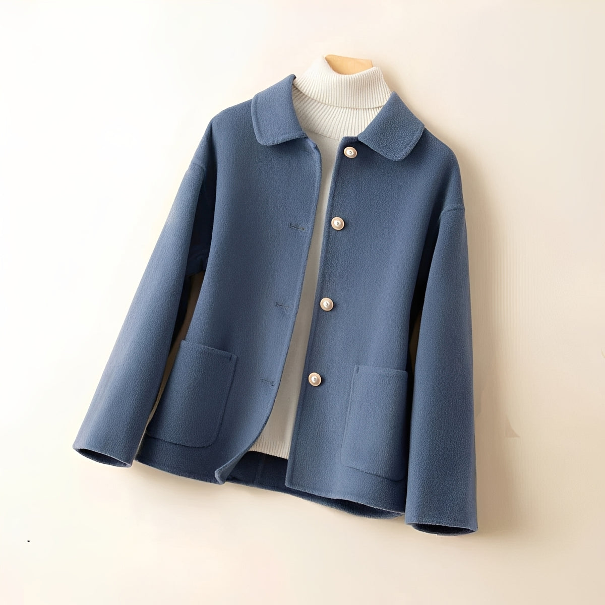 Damen Jacke mit Knopfleiste, Streckkragen und Patchtaschen