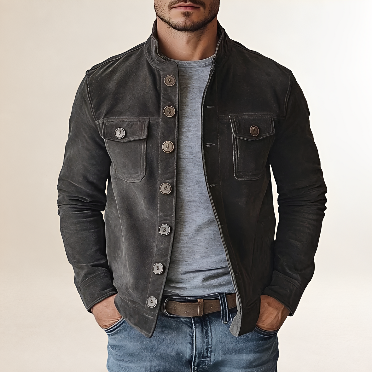 Damen Jacke mit Stehkragen und Knopfverschluss - Klassischer Schnitt