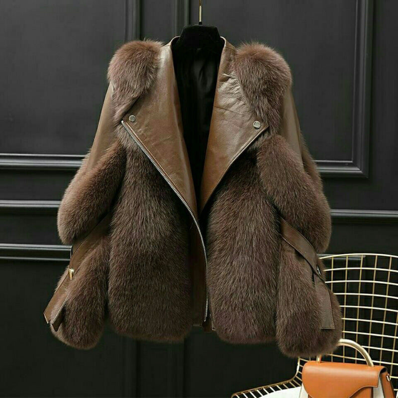 Damen Jacke oversized Kragen Reißverschluss taillierte Passform Statement Outerwear