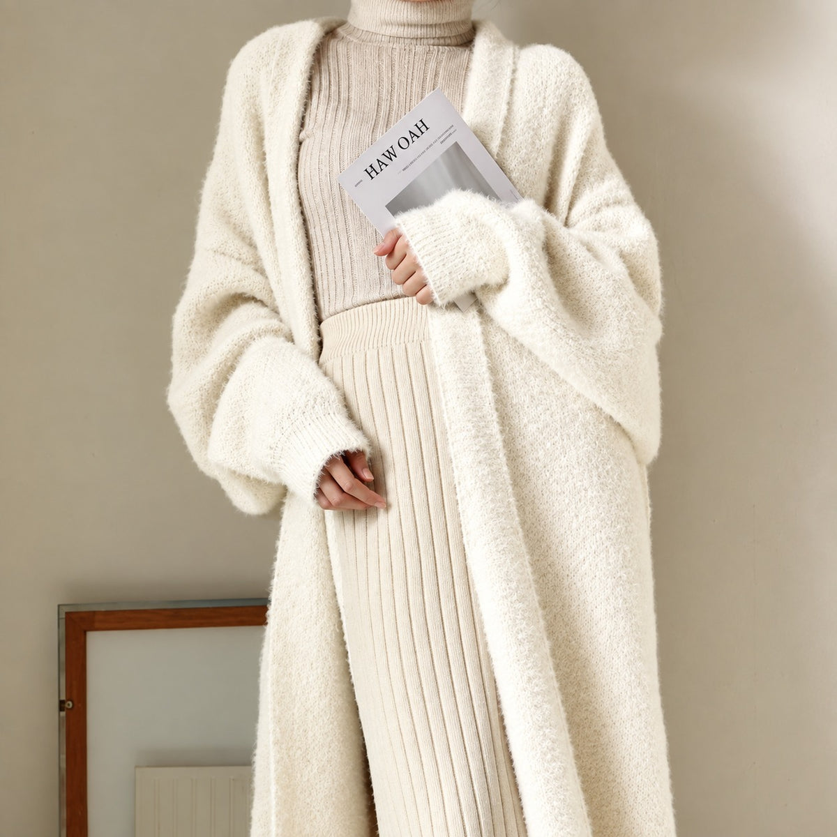 Damen Longcardigan mit Oversized-Passform - Offener Schnitt, Lässiges Layering