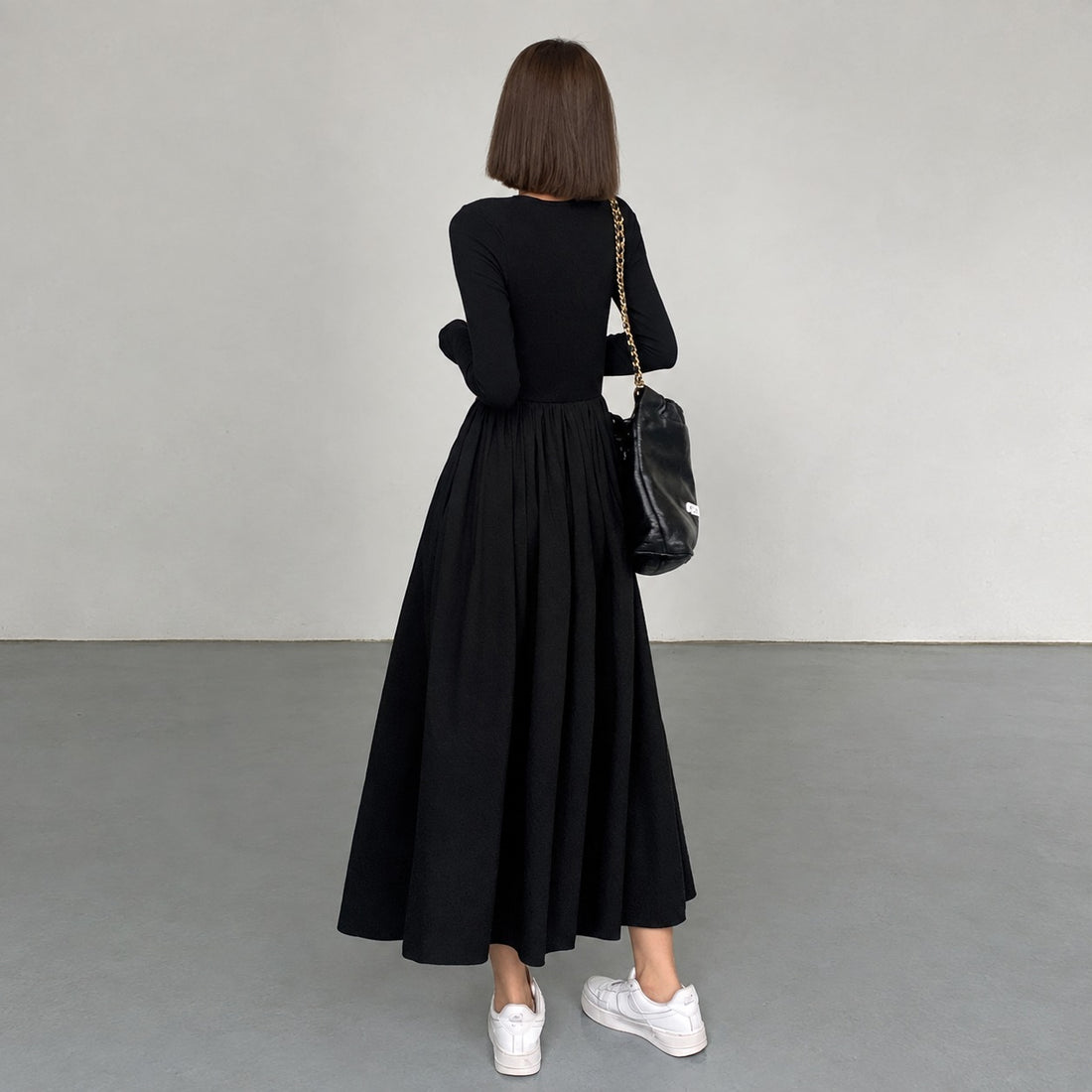 Damen Maxikleid mit Langarm, Rundhals und Taschen - Regular Fit