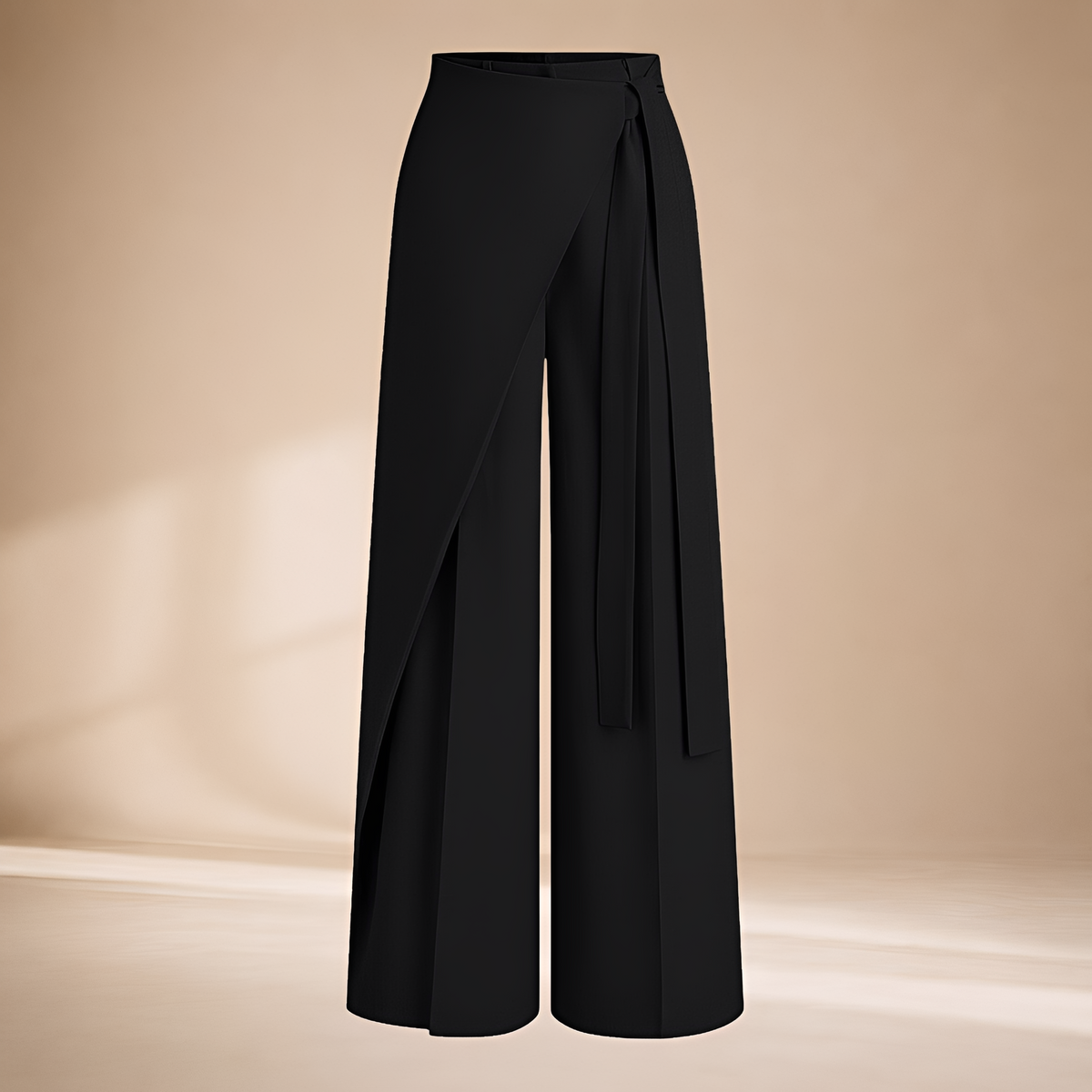 Damen Weite Hose mit asymmetrischem Wickeldesign, hoher Taille, Oversized Fit