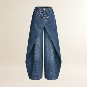 Damentaille Weite Hose mit Hochbund, Kreuz-Front-Design und Beinlänge bis zum Knöchel