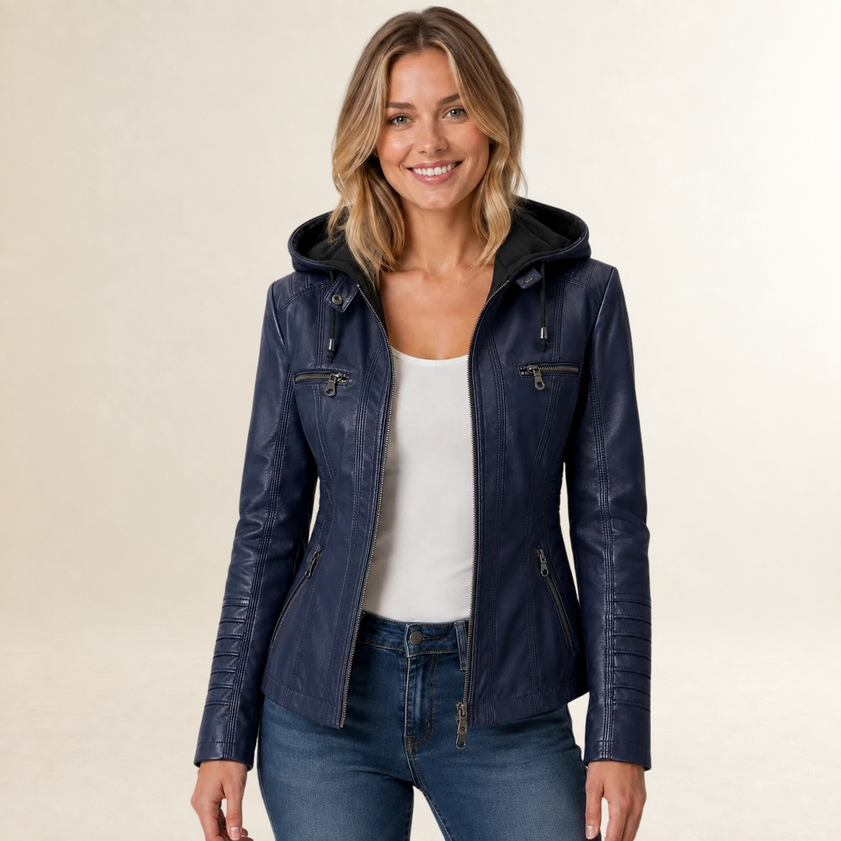 Damentrenchjacke Kapuzenjacke mit Reißverschluss und Taschen - Reguläre Passform