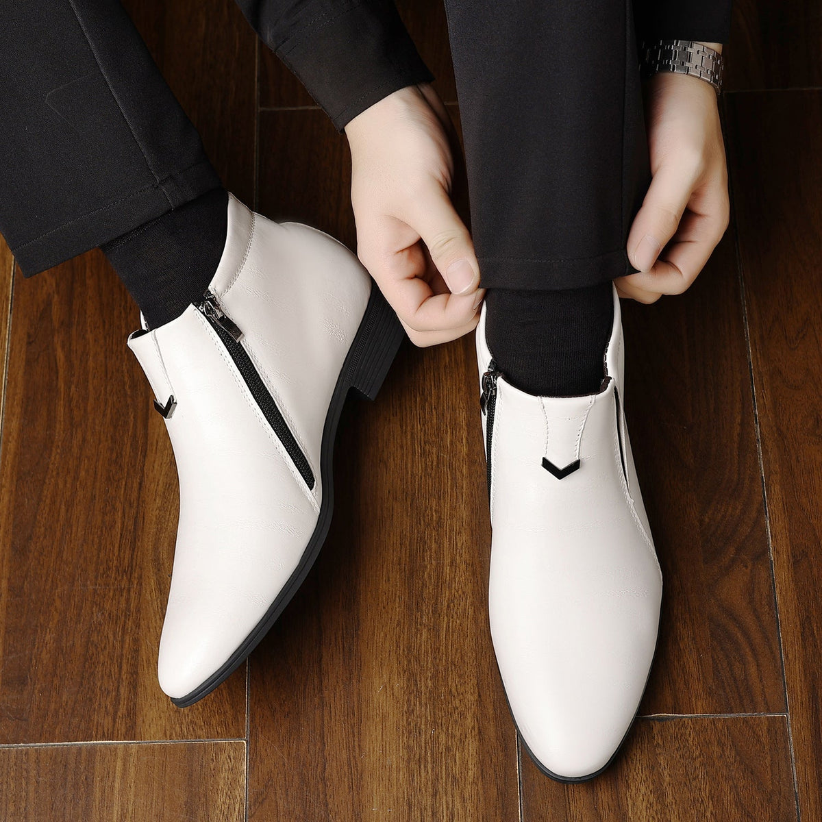 Herr Chelsea Boots Zipper mit Dekor-Details Stilvoller Schnitt