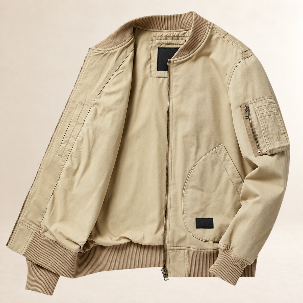 Herren Bomberjacke mit Utility-Tasche und Rippbündchen - Klassischer Schnitt