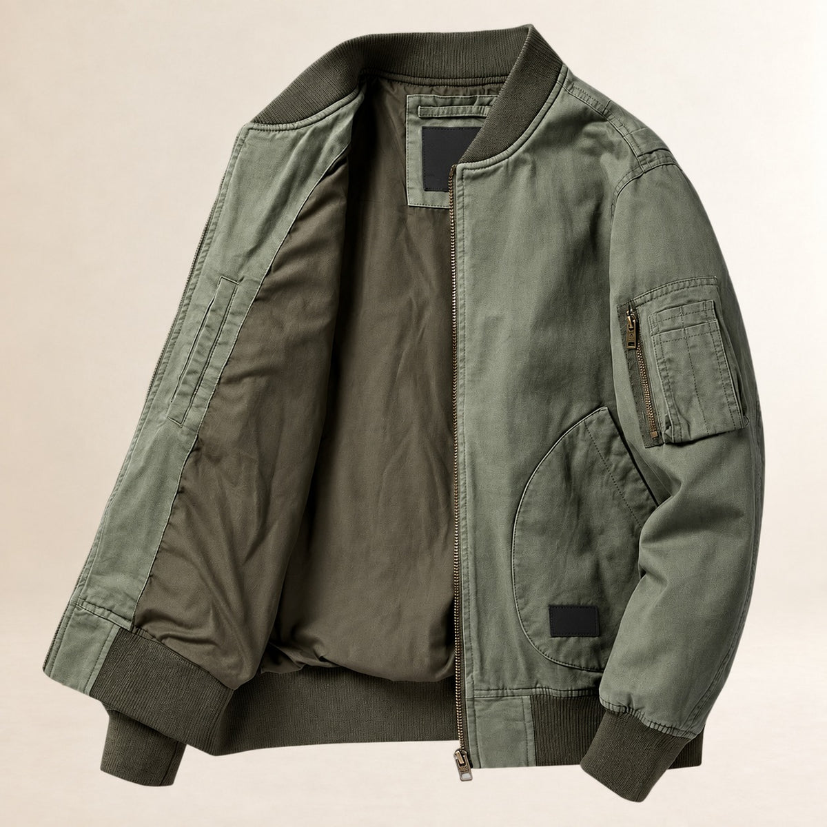 Herren Bomberjacke mit Utility-Tasche und Rippbündchen - Klassischer Schnitt