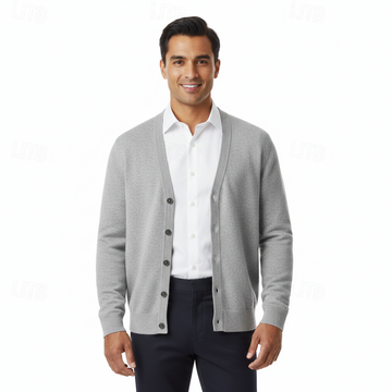 Herren Cardigan V-Ausschnitt Knopfleiste Regular Fit