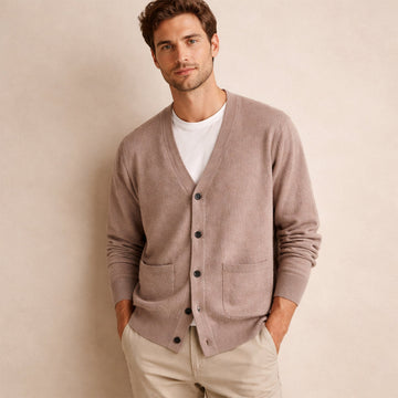Herren Cardigan V-Ausschnitt Knopfleiste Fronttaschen lockerer Schnitt