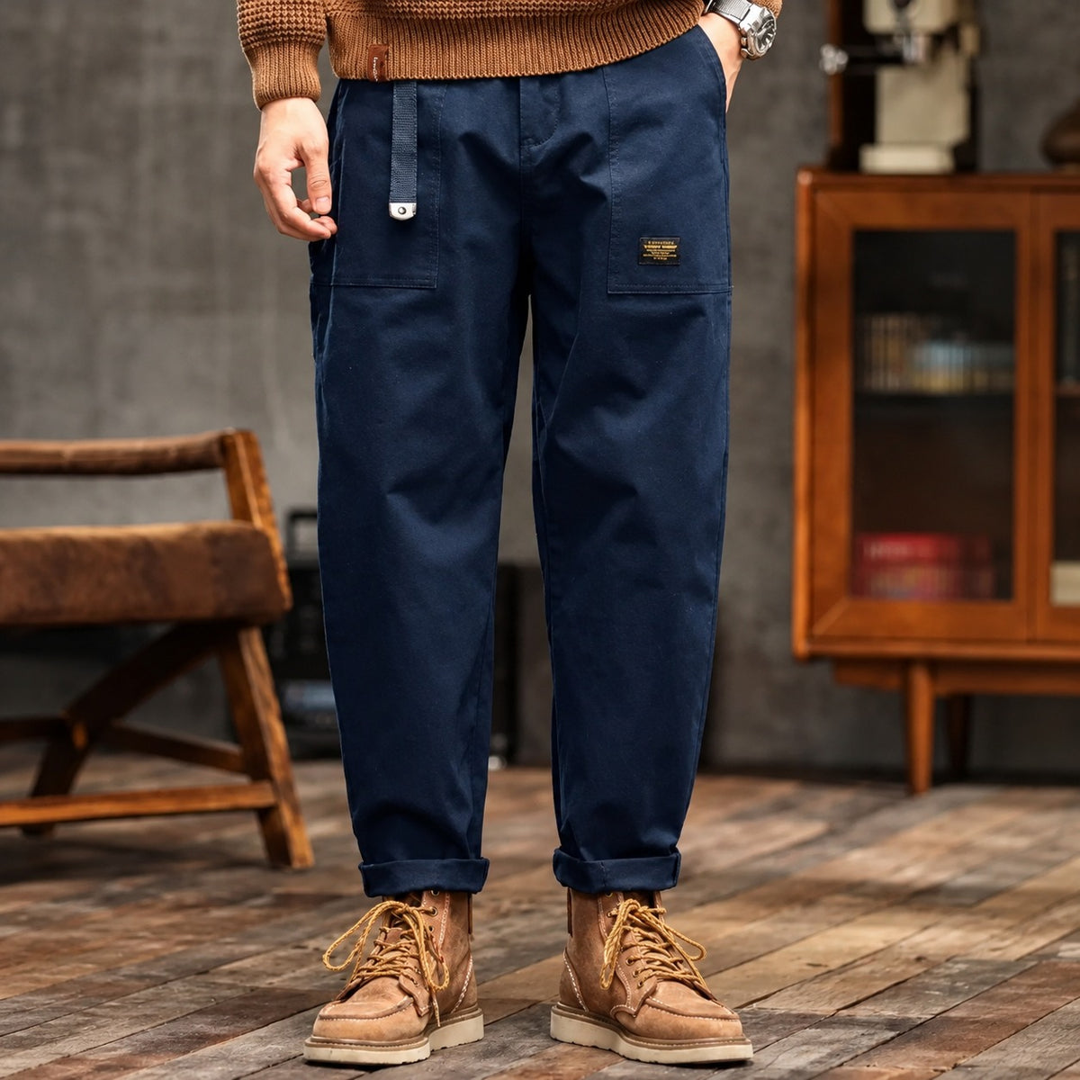 Herren Cargo-Hosen mit Seitentaschen - Relaxed Fit, Gerade Schnitt