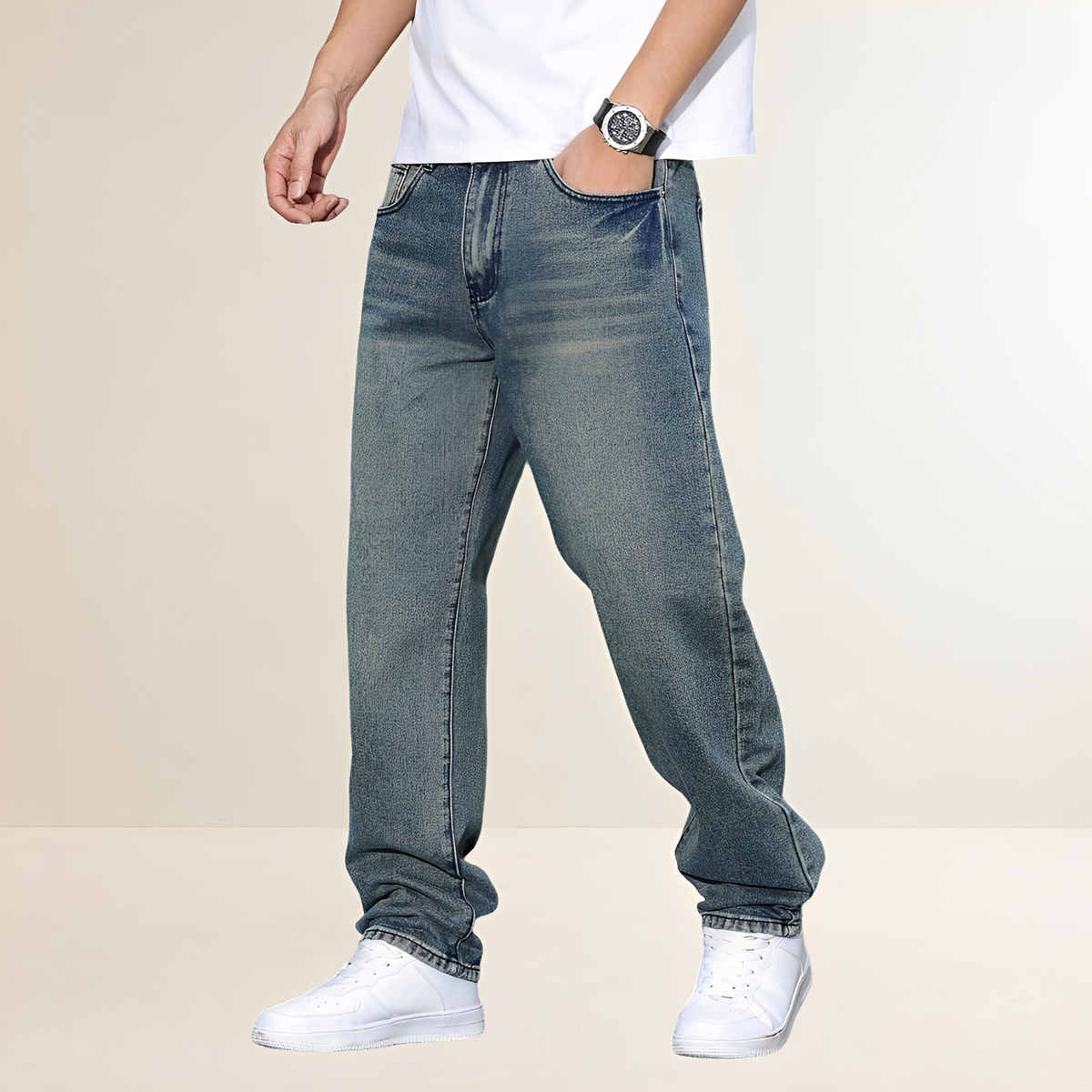 Herren Gerade Bein Jeans - Casual Fit, Klassischer Schnitt