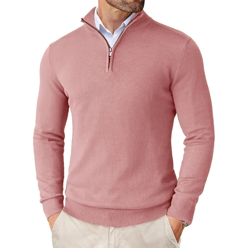Herren Halb-Reißverschluss Pullover - Langarm, Rippbündchen, taillierte Passform
