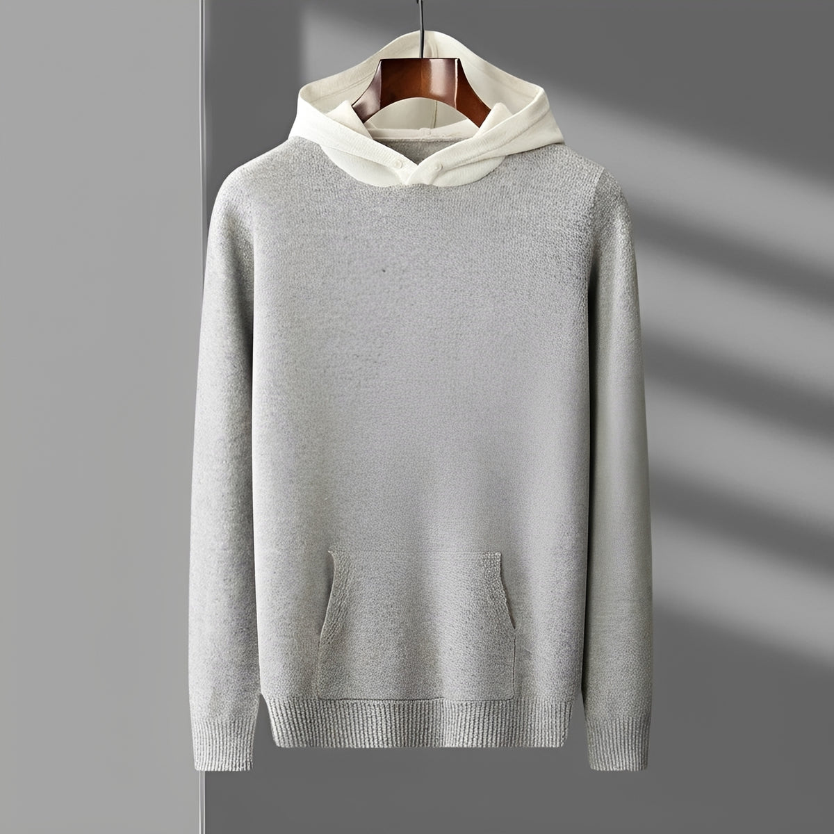 Herren Hoodie mit Knopfverschluss und Kontrastkragen - Regulärer Schnitt