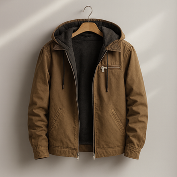 Herren Jacke - Kapuzen, Reißverschluss, Weiches Futter, Relaxed Fit