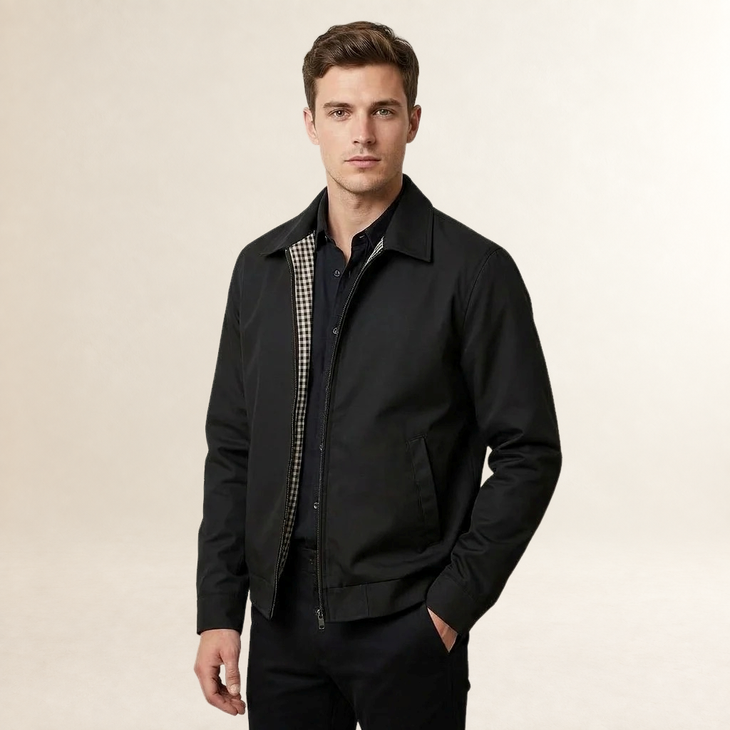 Herren Jacke mit Stehkragen und Vollreißverschluss - gefüttert, schmaler Schnitt