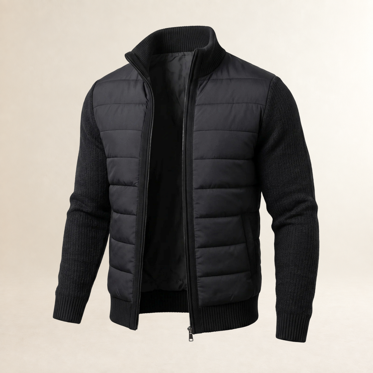 Herren Jacke Steppjacke mit kontrastfarbenen Ärmeln und tailliertem Schnitt