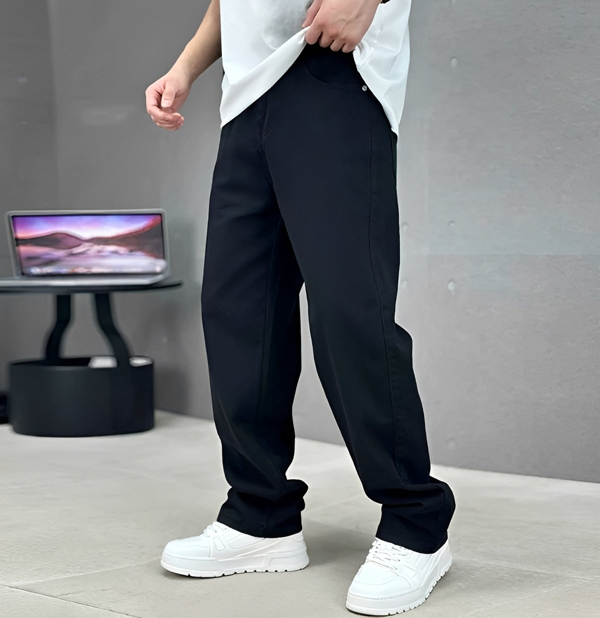 Herren Jeans - Gerade Bein, klassische Passform, fünf Taschen, Knopfverschluss