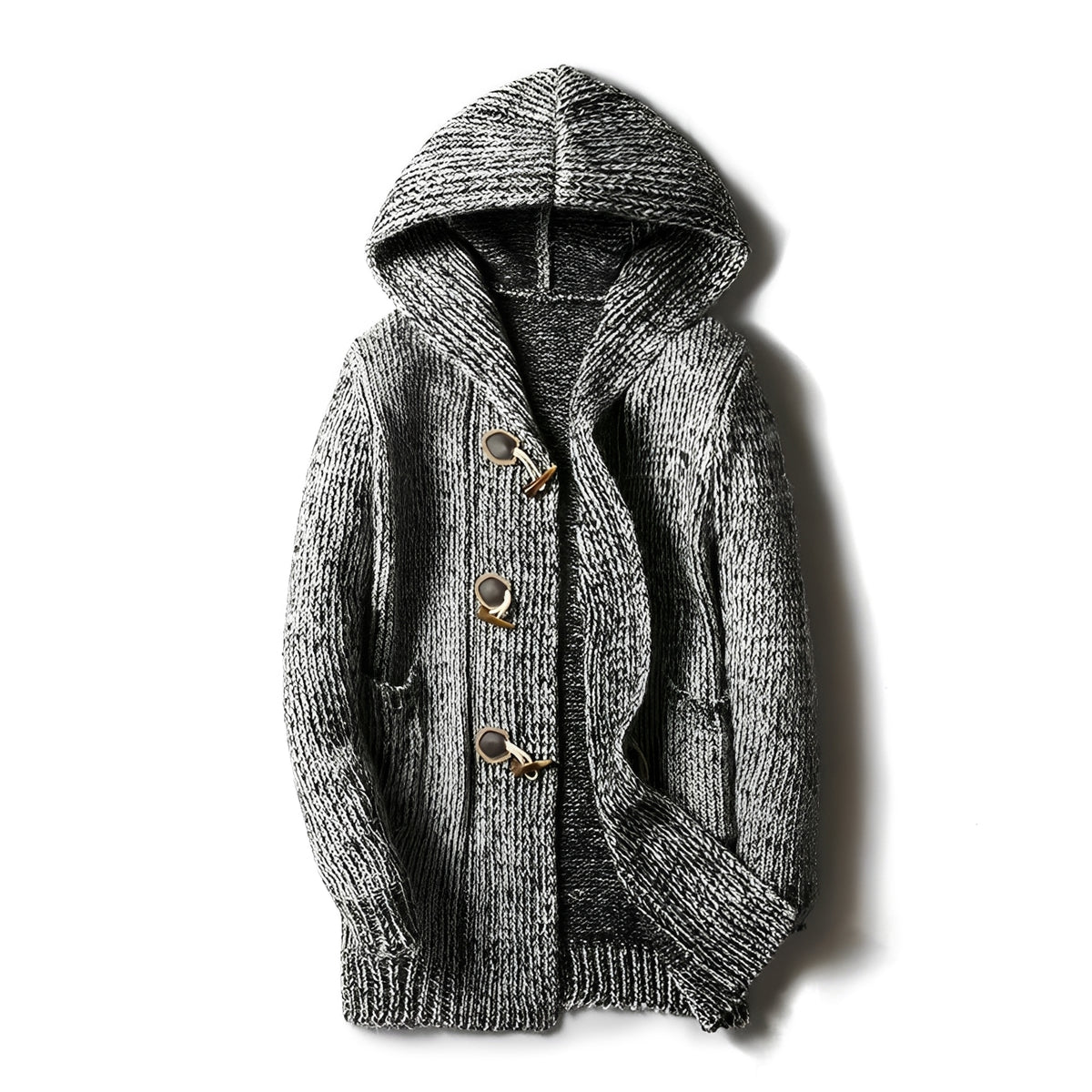 Herren Kapuzenstrickjacke - Knopfleiste, Seitentaschen, Relaxed Fit