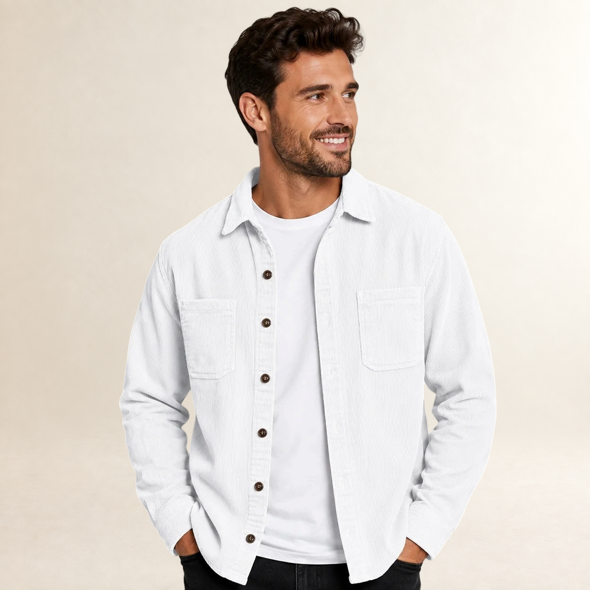 Herren Overshirt Shacket mit Reverskragen und Knopfleiste - Regular Fit, lange Ärmel