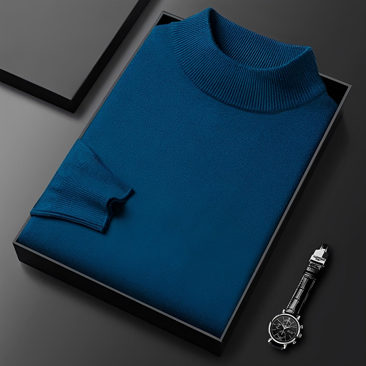 Herren Pullover Hochkragen mit Rippbündchen und modernem Schnitt