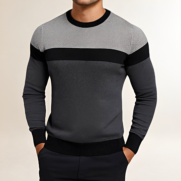 Herren Pullover mit Color-Block-Design - eng anliegender Schnitt