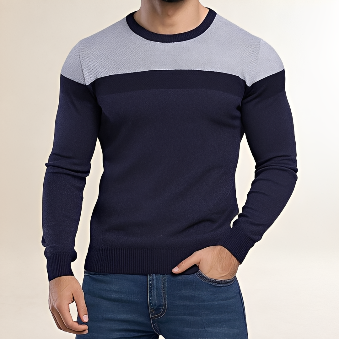 Herren Pullover mit Color-Block-Design - eng anliegender Schnitt