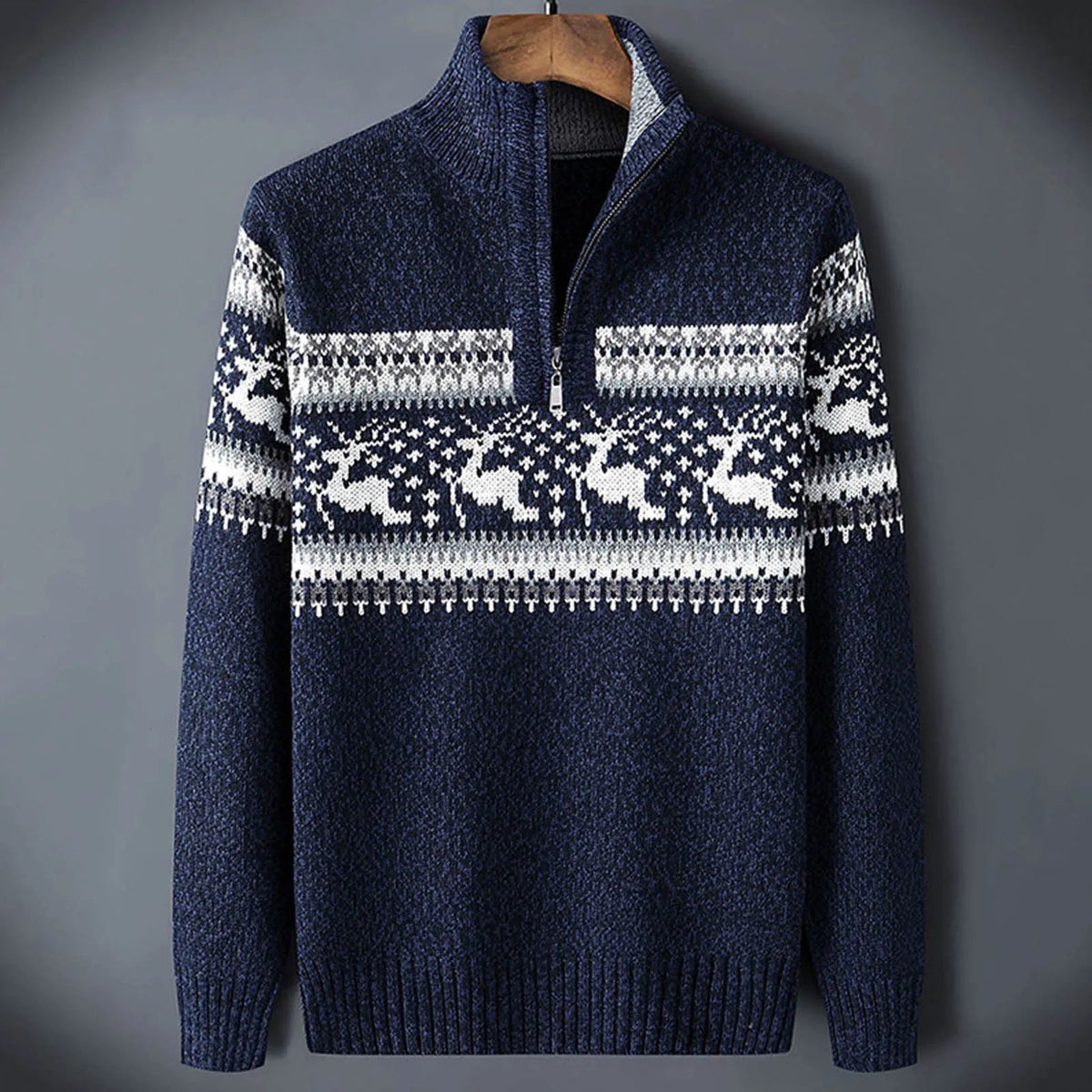 Herren Pullover mit Rundhalsausschnitt und Fair Isle Muster - Langarm, regulärer Schnitt