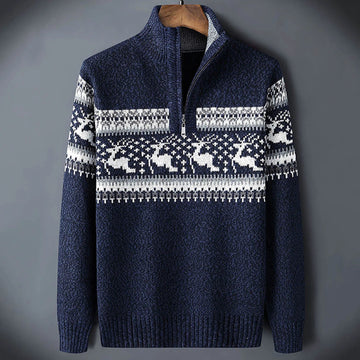 Herren Pullover mit Rundhalsausschnitt und Fair Isle Muster - Langarm, regulärer Schnitt